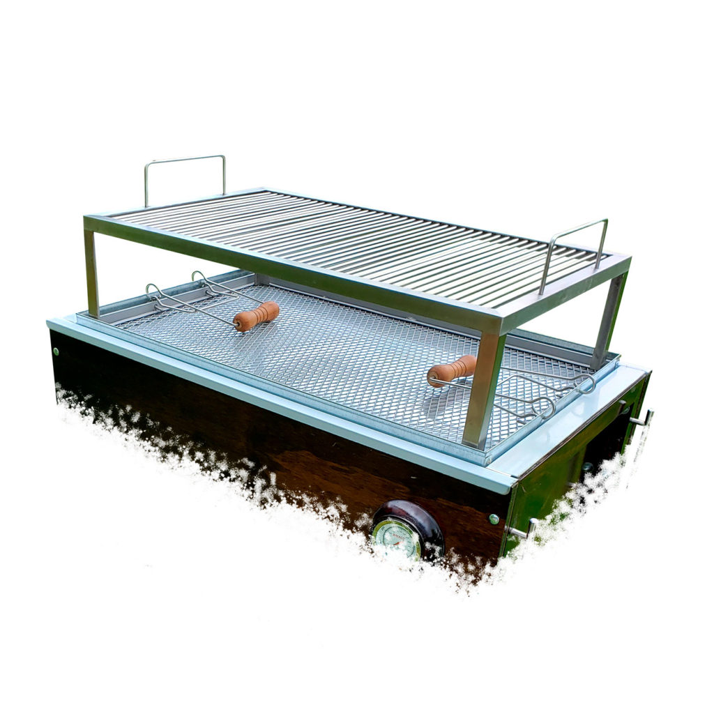 Parrilla Acero Inoxidable Caja de madera y metálica mediana